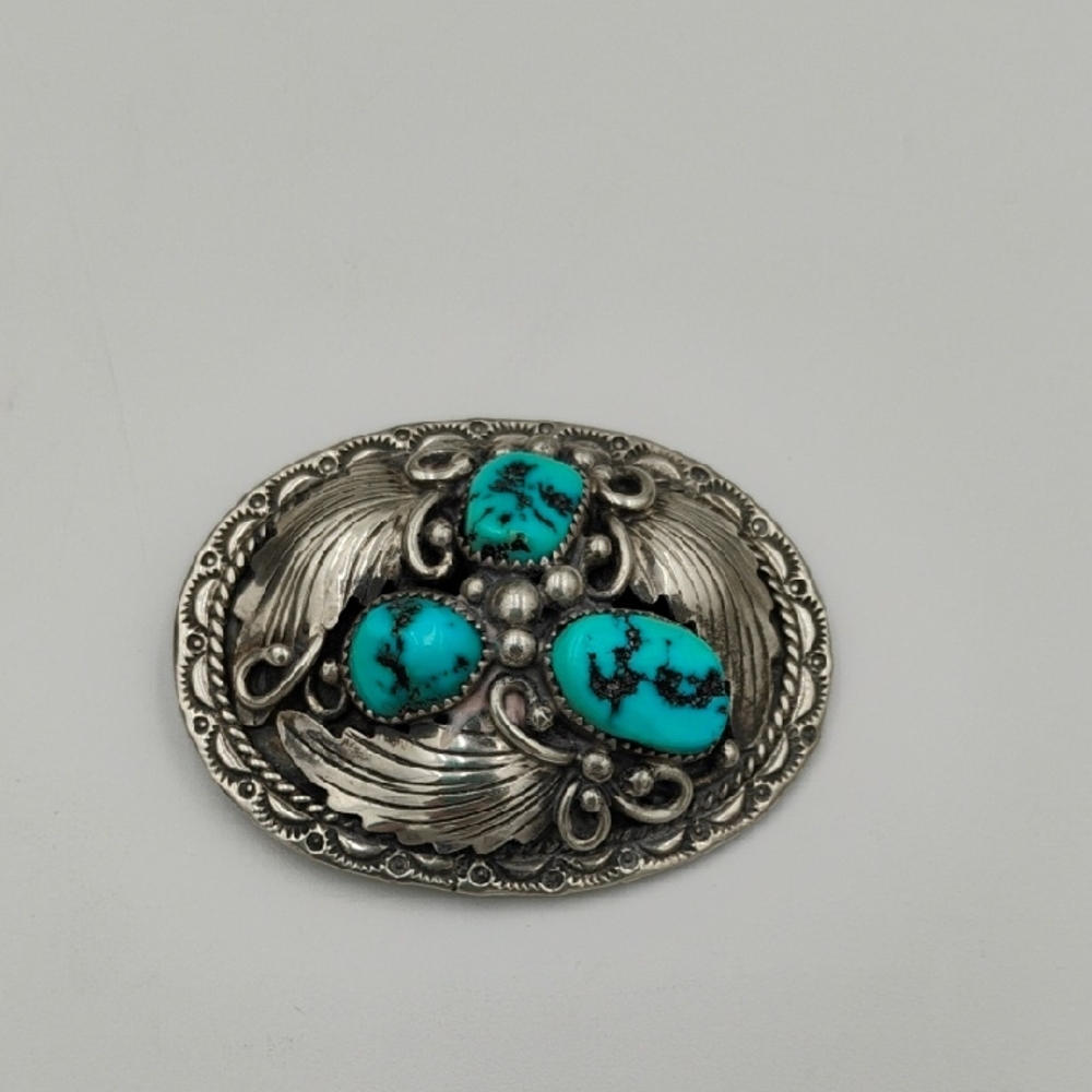 RC Sterling Native American Turquoise Pendant/Pin